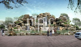 龟纹石假山效果图