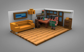 C4D像素化室内场景