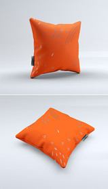 高档橙色印花图案手绘抱枕