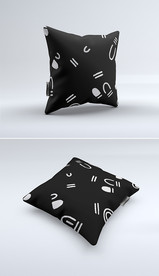 黑色炫酷印花图案手绘抱枕