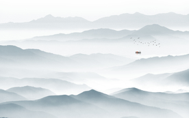 大型抽象意境水墨山水画