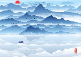 新中式水墨山水画装饰画无框画