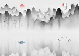 水墨意境山水背景墙装饰画
