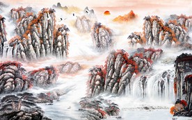 中式山水背景墙