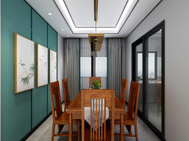新中式家居客餐厅淡雅装修效果图