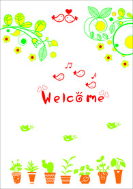 移门图案 小鸟盆栽