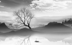 意境灰色抽象山水画 TIF分层