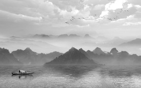 水墨意境山水画 TIF分层