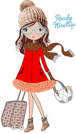 卡通女孩 提箱