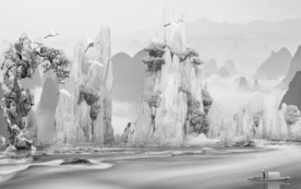 高档 现代山水画 TIF合层