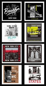 城市平面插画印花效果图