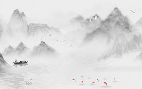 中式 灰色意境山水 TIF分层