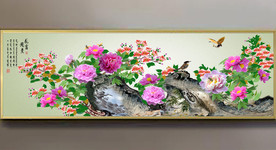 原创牡丹梅花花鸟花开富贵装饰画