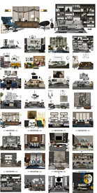 家居客厅组合模型