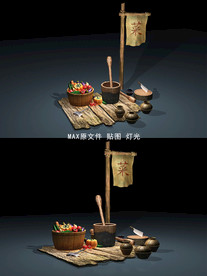 古代场景 菜棚 菜摊