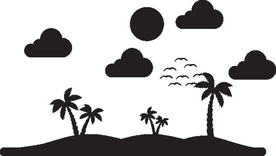 椰树岛屿卡通硅藻泥