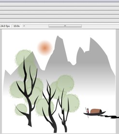 远处山间孤舟飞鸟引导线10秒