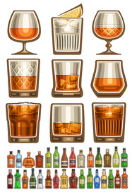 矢量洋酒与酒杯系列