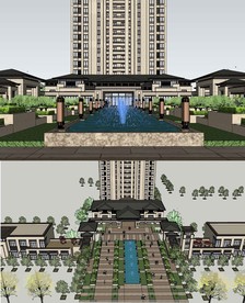 新中式售楼部SU模型