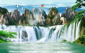 山水瀑布背景墙