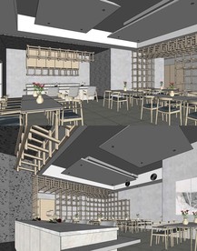 现代简约餐厅SU模型