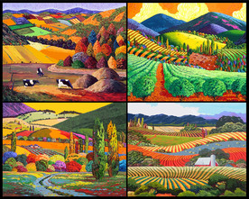 矢量手绘七彩田园