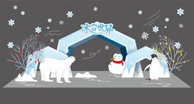 夏季商场冰天雪地尺量美陈设计