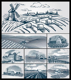 矢量手绘田园系列