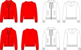 开衫连帽正反面卫衣款式图