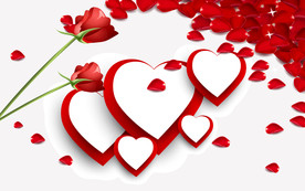 玫瑰花爱心电视背景墙