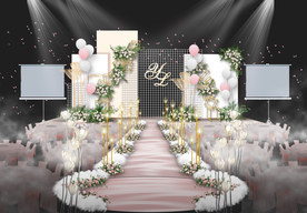 裸粉色小清新婚礼仪式区