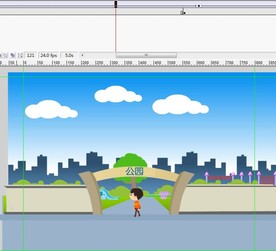 小男孩走到公园里面玩9秒