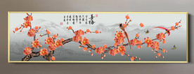 原创梅花喜鹊无框画装饰画壁画
