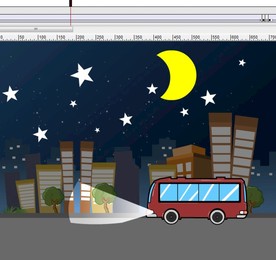 遮罩活用夜晚巴士开车灯14秒