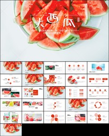 小清新夏日西瓜果汁PPT模板