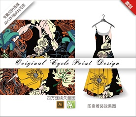 矢量金花茶四方连续