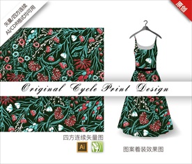 矢量紫薇花朵四方连续