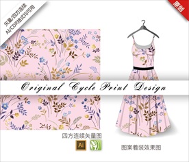 矢量桂花四方连续图案