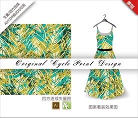 矢量树叶四方连续图案