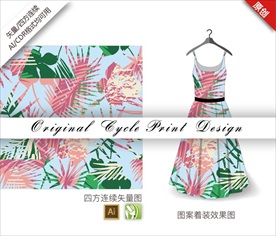 矢量树叶四方连续纹样