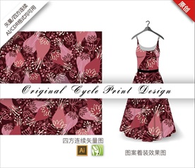 矢量石榴花朵四方连续