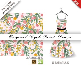 矢量樱花四方连续图案