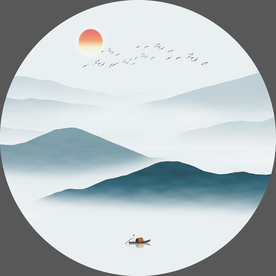 蓝色山水装饰画