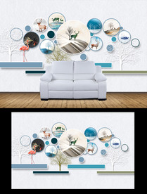 现代简约背景墙