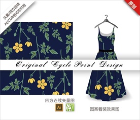 矢量简约迎春花四方连续