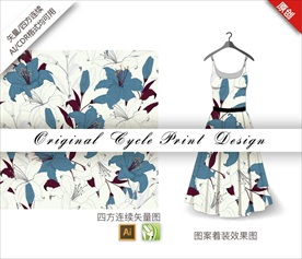 矢量清新宣草四方连续