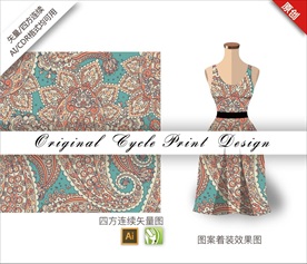 矢量宫廷腰果花四方连续