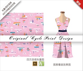 矢量军舰船海洋四方连续