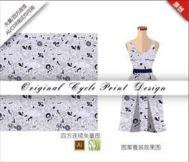 矢量线描钟表四方连续