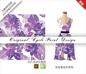 矢量抽象杜鹃花四方连续